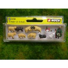 65602 Sheep pasture set with grass mat, sheep figures, bushes and stones - Still H0