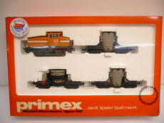 Primex 2704 H0 Zugpackung 4-tlg Stahlwerk Roheisenwagen mit Industrie-Diesellok DHG 500