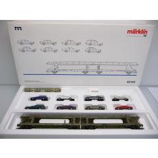 Märklin 47121 H0 Doppel-Autotransportwagen beladen mit 8 Mercedes Modellen TOP in OVP