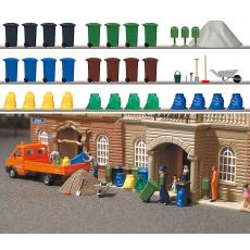 Busch H0 1136 Müll-Set mit 16 Tonnen, 12 Säcken und Zubehör