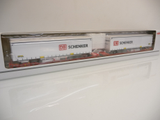 Märklin 47470 H0 Doppel-Taschenwagen Sdggmrss 738 beladen mit 2 Schenker Aufliegern Ep. VI