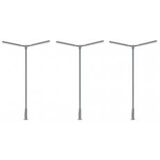 Faller 180122 H0 LED-Kreuzmastleuchte zweiarmig in kaltweiß - 3 Stück