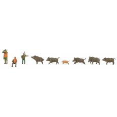 Faller 151701 H0 Miniaturfiguren Jäger und Wildschweine 9 Figuren