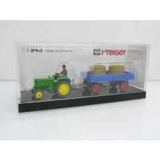 Preiser 17943 H0 Ackerschlepper Lanz D 2416 Bütten mit Anhänger bei der Weinlese