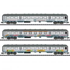 Minitrix 18213 N Personenwagen-Set Silberlinge mit Werbung der DB Epoche V