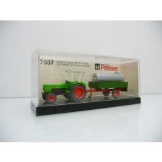 Preiser 17937 H0 Deutz tractor agricultural tractor D 6206 with manure tank trailer 1-axle finished model
