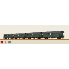 Brawa 46779 H0 4er Set Personenwagen Donnerbüchsen grün DB Epoche III - mit LED