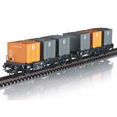 Märklin 46663 H0 2-teiliger Behälter-Transport-Wagen Laabs mit Volkswagen Transport-Boxen