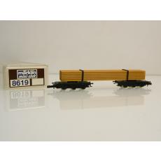 Märklin 8619 .4 Z Langholzwagen 6-achsig !! beladen mit Kantholz / roter Druck  in OVP