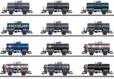 Märklin 00719 H0 Display mit 12 unterschiedlichen Kesselwagen mit 2 Radsätzen der DB Epoche III