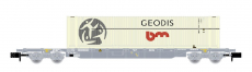 Arnold HN6649 Spur N Containerwagen Sgss grau beladen mit 45 Container „Geodis SNCF/Novatrans Epoche V