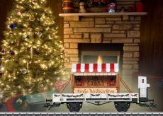 Märklin 48408 H0 Niederbordwagen Erfurt beldaden mit Weihnachtsbude SoMo Weihnachtswagen 2008