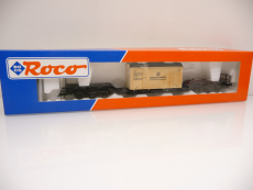Roco 47740 H0 Tiefladewagen SSt 51 mit Überseekiste KRAUSS-MAFFEI der DB Ep. III TOP in OVP