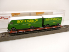Liliput 200 04 H0 Rollende Landstrasse mit Wiking Schenker DB Epoche IV 2L= TOP in OVP
