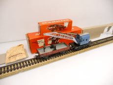 Märklin 4611 + 4503 H0 Kranwagen KRUPP-ARDELT der DB 315/2 blau mit Schutzwagen TOP in roter OVP