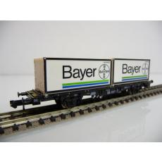 Minitrix N 15210 2-axle container wagon with two Bayer containers