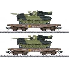 Märklin H0 48842 Schwerlast-Set Slmmps DSB mit 2 Leopard 1A5 Kampfpanzern