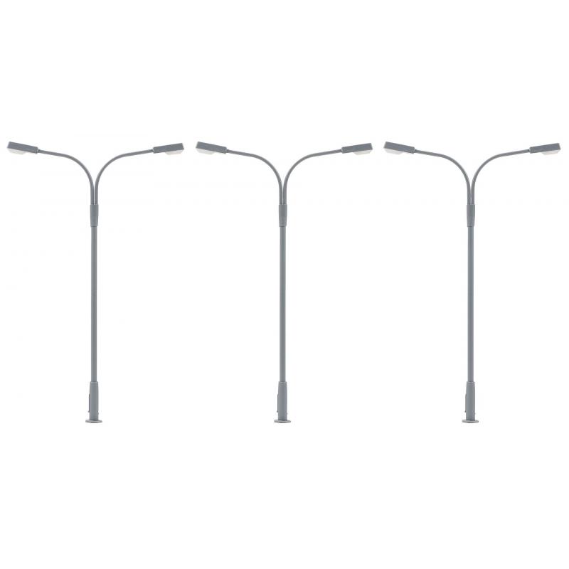 Faller 180120 H0 LED-Kofferleuchte zweiarmig kaltweiß 3 Stück