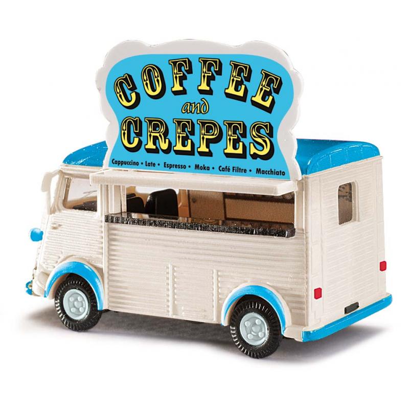 Busch 41926 H0 Citroen H - Coffe and Crepes - Verkaufswagen + Werbeschild