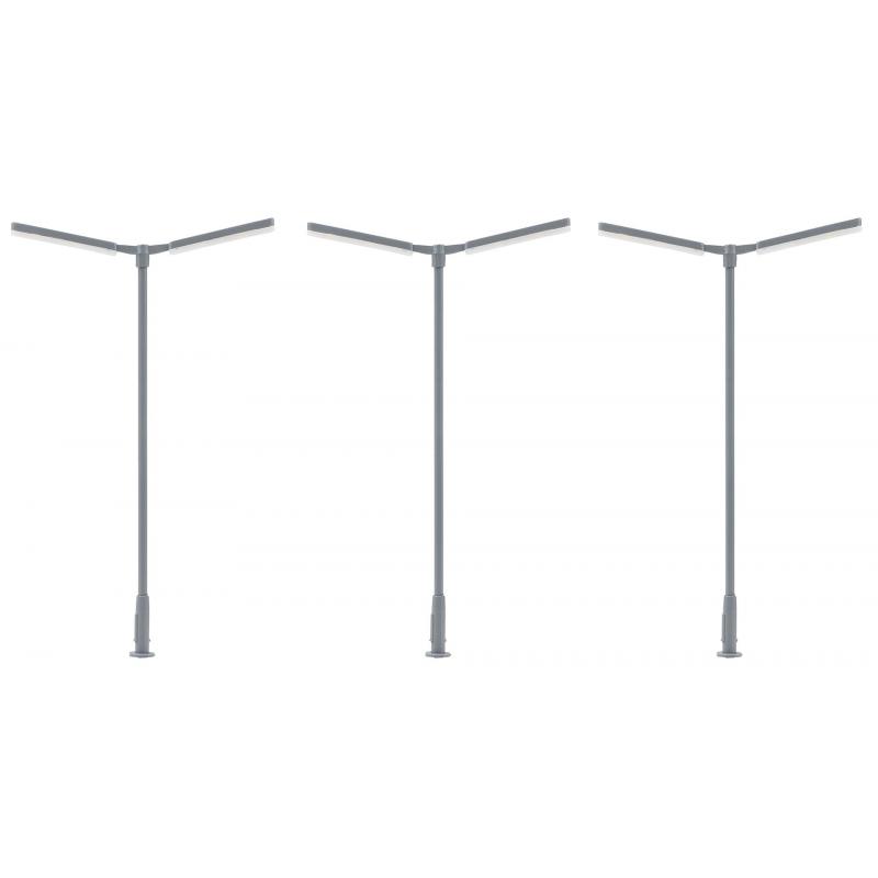 Faller 180122 H0 LED-Kreuzmastleuchte zweiarmig in kaltweiß - 3 Stück