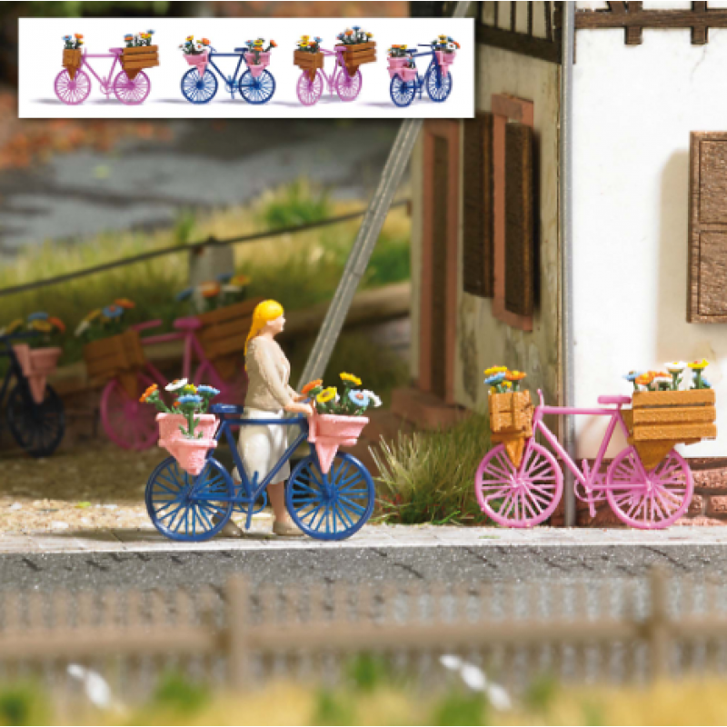 Busch 1820 H0 Blumen-Fahrräder 4 Stück