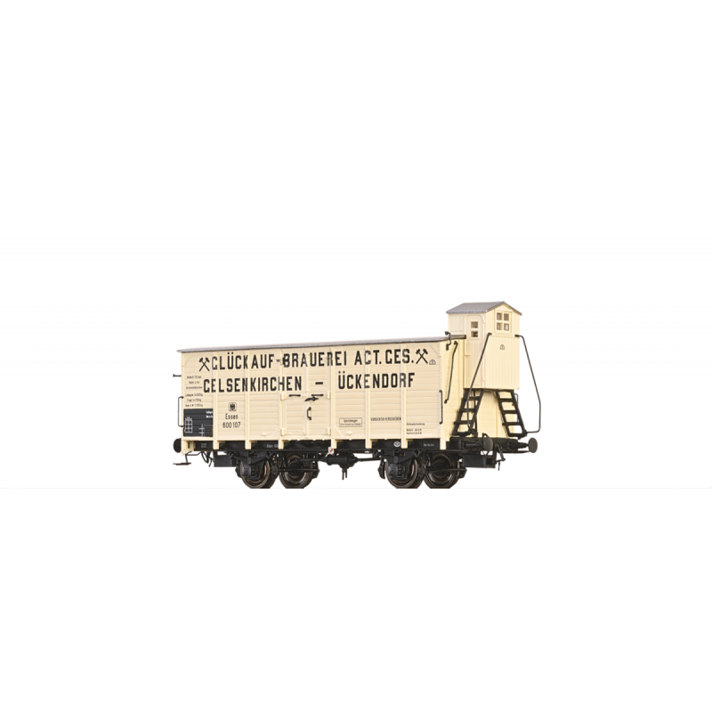 49779 Gedeckter Güterwagen G10 GLÜCKAUF BRAUEREI GELSENKIRCHEN 600 107 K.P.E.V. - Brawa H0