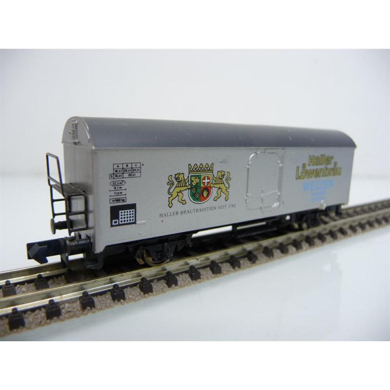 Arnold N 0158-4 Kühlwagen / Bierwagen hellgrau 2-achsig Haller Löwenbräu WEIZEN