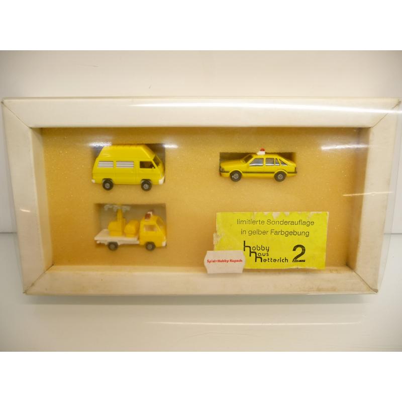 Rietze / Preiser Set H0 1:87 Skandinavische Feuerwehr gelb  3-teilig  90er Jahre