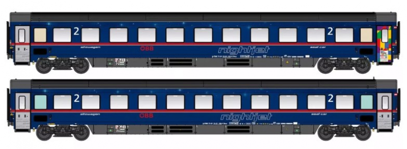 LS Models N97025 N 2er Set nightjet Personenwagen Bmz der ÖBB Ep. VI