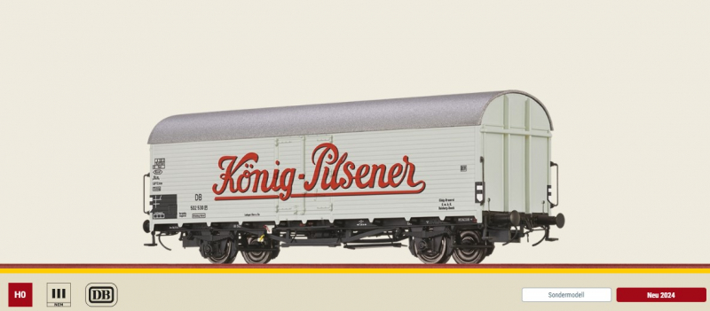 Brawa 50982 H0 Gedeckter Güterwagen Ibdlps383 König Pilsener DB Ep. III
