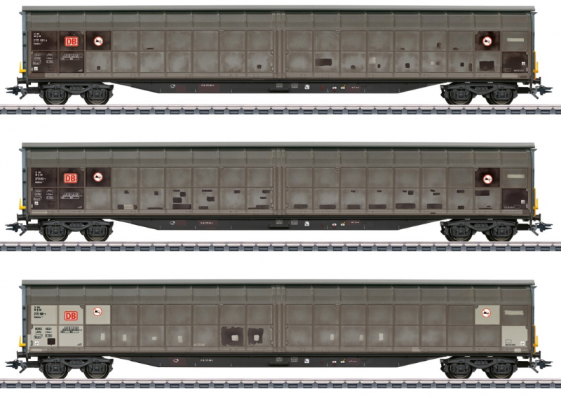 Märklin 48067 H0 Schiebewandwagen-Set 3-teilig Habbins 354 der DB Cargo gealtert