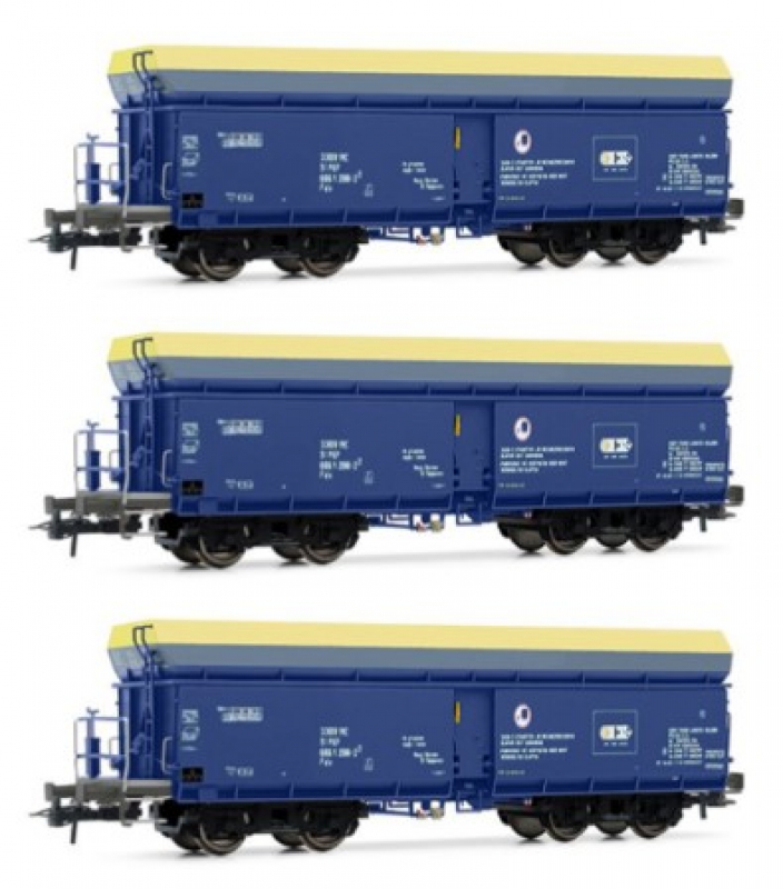 Rivarossi HR6589 H0 3-teiliges Set Selbstentladewagen Fals der PKP blau/gelb Ep. VI