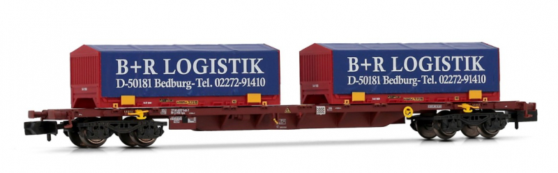 Arnold HN6658 N Containerwagen Sgnss braun mit 2 x 22 Coil-Container „B+R Logistik Bedburg DB Ep. VI