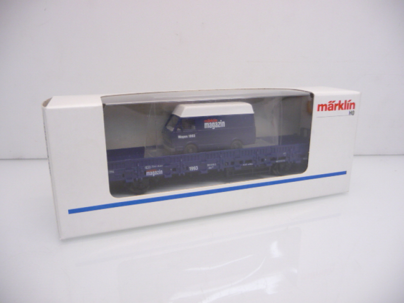 Märklin 84694 H0 Märklin Magazin 1993 Rungenwagen + VW Transporter blau TOP in OVP