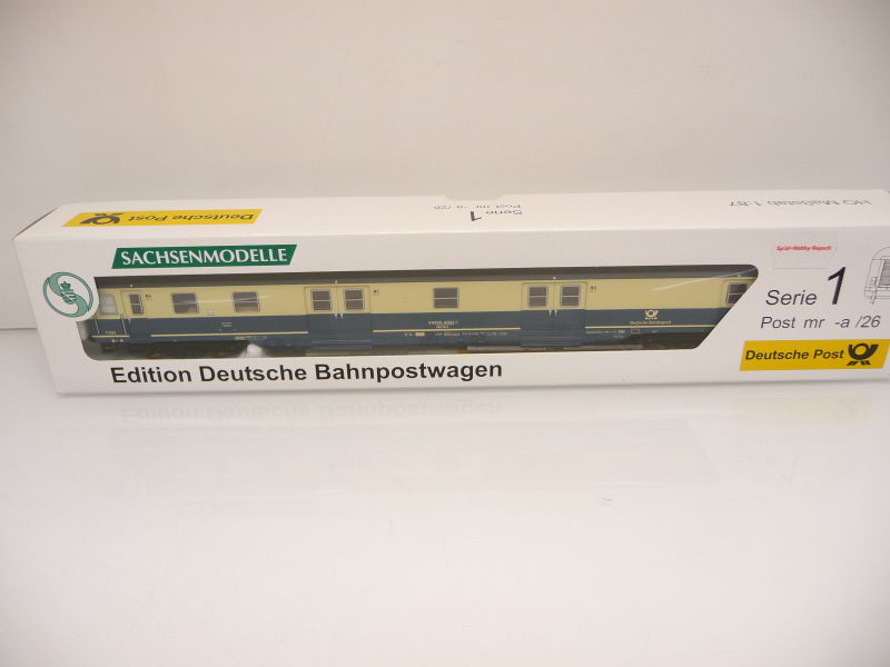 Sachsenmodelle 13570 H0 Bahnpostwagen Post mr -a /26 ozeanblau/beige DBP Epoche V TOP in OVP