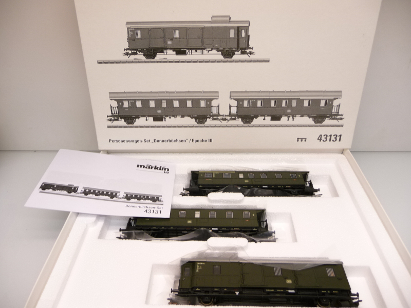 Märklin 43131 H0 3-teiliges Set Donnerbüchsen der DB grün Epoche III in OVP