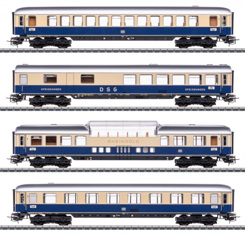 Märklin 40852 H0 TEE-Rheingoldwagen-Set Tin Plate blau/beige der DB Epoche III NEU