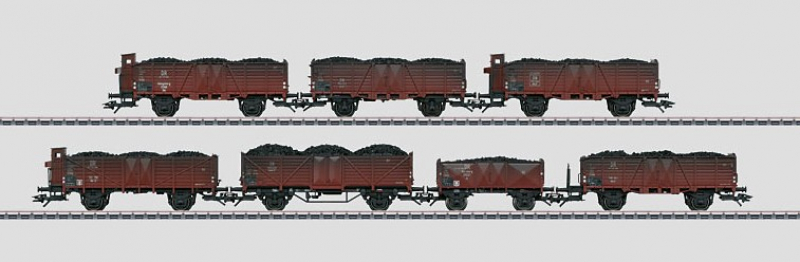 Märklin 46026 H0 7-teiliges Güterwagen-Set mit Kohlebeladung der DB braun Epoche III TOP in OVP