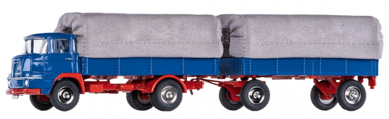 Märklin 18040 1:43 Krupp Pritschen-LKW Frontlenker mit Planenaufbauten MHI NEU