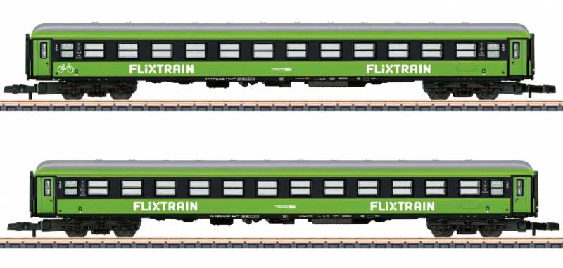 Märklin 87404 Spur Z Schnellzugwagen-Set Flixtrain 2-teilig grün Epoche VI NEU