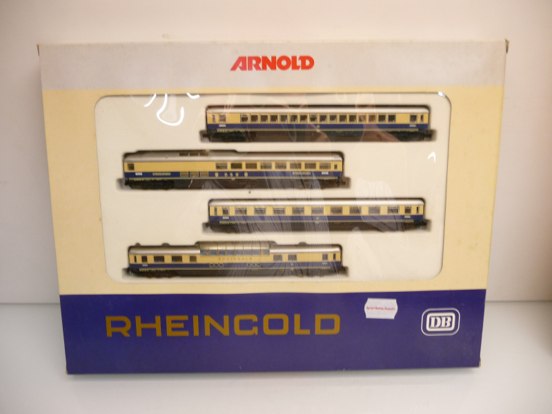 Arnold 0144 N Personenwagen-Set Rheingold 4-teilig blau/beige Epoche III TOP in OVP
