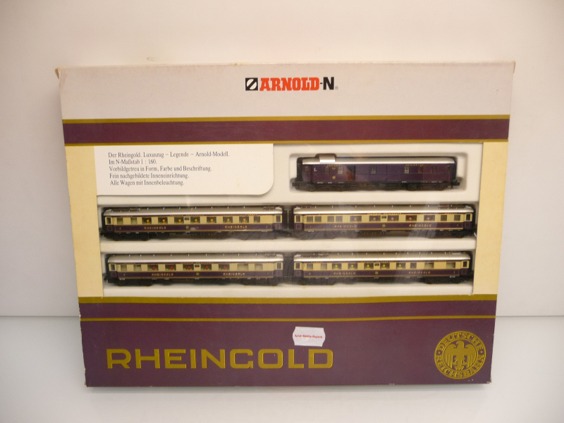 Arnold 0143 N Personenwagen-Set Rheingold 5-teilig violett/beige Epoche II TOP in OVP