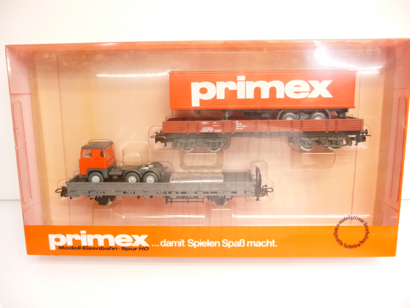 Primex 4594 H0 Container-Wagenset 2-tlg mit WIKING-LKW  wie NEU
