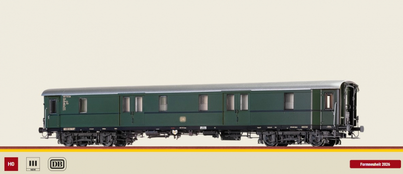 BRAWA 58297 H0 Gepäckwagen Pw4ü-37/52 der DB mit LED-Innenbeleuchtung - NEU