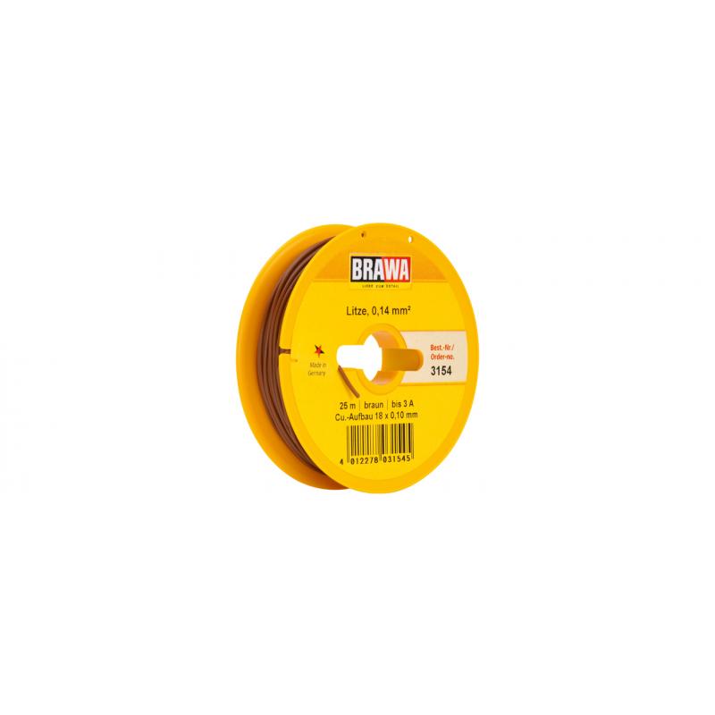 Brawa 3154 - Schaltlitze 0,14 mm², 25 m Spule, braun