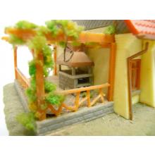 Inn / country hotel with outdoor terrace and outdoor grill in H0 gauge