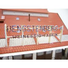 Factory building of the Hengstenberg wine vinegar factory with lights