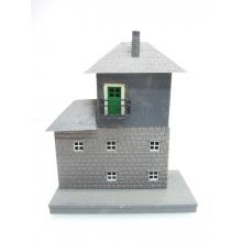 Small N Gauge Pola signal box in stone style with green doors