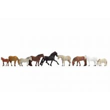 15761 Pferde Miniaturfiguren 6 verschiedene in allen Lagen - Noch H0