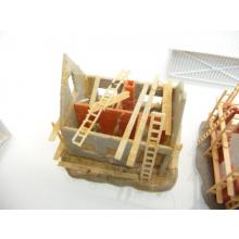 4-piece detailed construction site set and 3 halls for N scale